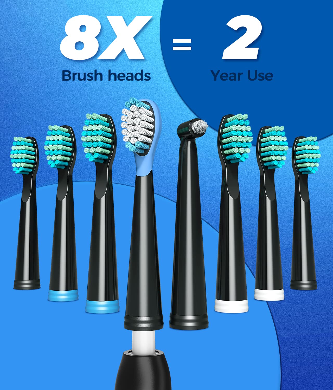 Electric Toothbrush, Sonic Toothbrushes with 8 Brush Heads 40000 VPM 5 Modes, Sonic Toothbrushes Fast Charge 4 Hours Last 30 Days, Rechargeable Electric Toothbrush for Adult (Black)
