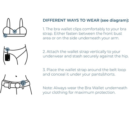 Hidden Bra Wallet - Travel Pouch and Secret Pocket for Passport, Money, Credit Cards - Undercover Stash for All Bra Sizes - Secure, Comfortable, Machine Washable - Pink