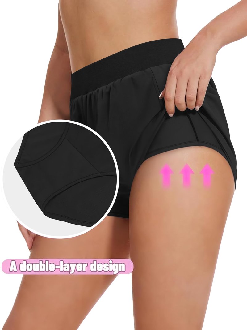 NIASHOT Athletic Workout Running Shorts for Women Dolphin Quick Dry Hiking Outdoors Gym Track Tennis Sports Clothes Black M