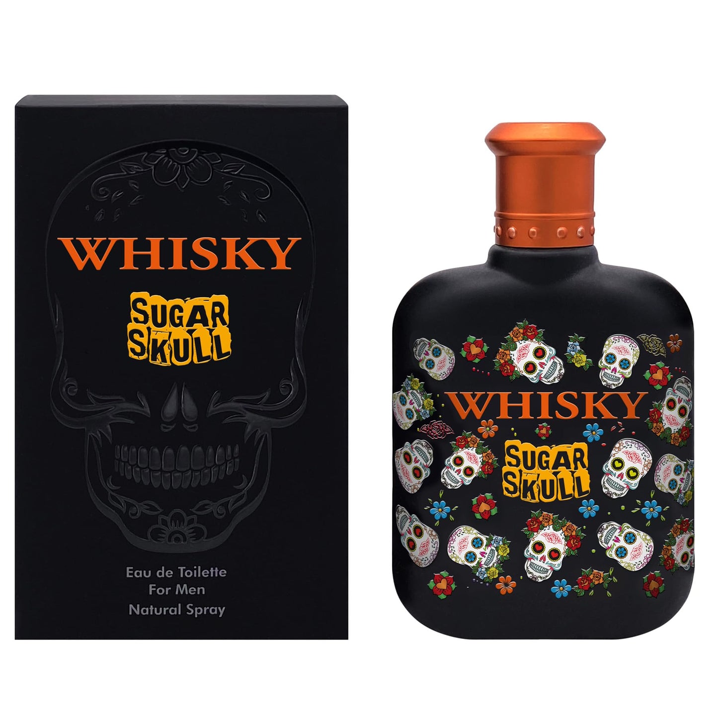EVAFLORPARIS WHISKY SUGAR SKULL Eau de Toilette for Men – Bold Fragrance with Bergamot, Rose and Amber Notes – Inspired by Day of the Dead – Iconic Skull Bottle – Made in France – 3.4 Fl Oz