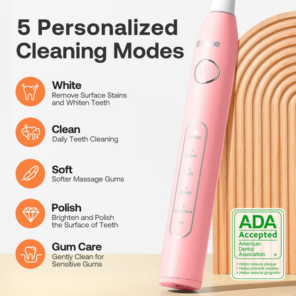 Bitvae Water Dental Flosser Teeth Picks, Cordless Water Flosser for Teeth, Braces, Dental Care and Rechargeable Rotary Electric Toothbrush Combo Set, 4 Tips, 4 Brush Heads, Waterproof, Black, C5+R1