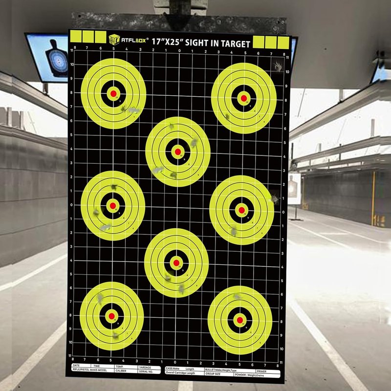 High-Visibility Bullseye Shooting Targets - 17x25 Inch Paper Targets for Handgun, Rifle, Airgun | Perfect for Shooting Range