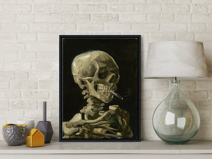 Wieco Art Skull of a Skeleton with Burning Cigarette, 1886 by Vincent Van Gogh Canvas Wall Art for Home Decor and Wall Decor Post-impressionism Canvas Prints Pictures Artwork