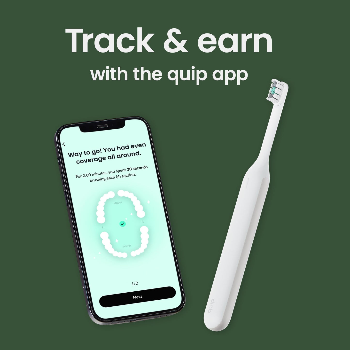 Quip Ultra Next Generation Smart Toothbrush - Timed Electric Toothbrush with Case - Replaceable Brush Head, Soft Bristles, Silicone Handle, 30-Day Battery Life - Travel Toothbrush - Dusk