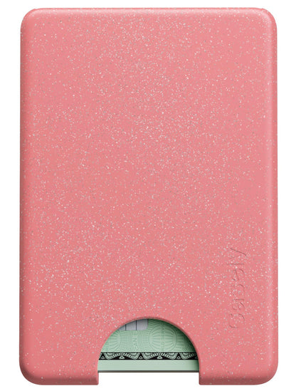 Casely MagWallet | Starfish Wishes | Coral Pink Shimmer | Slim Wallet Card Holder | Compatible with MagSafe | Soft-Touch Hard Silicone | Holds Up to 3 Cards