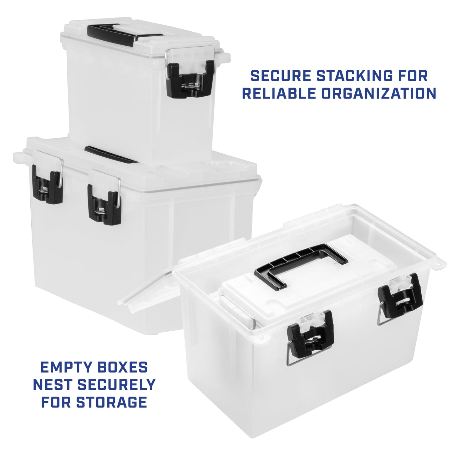 Sheffield 12722 Storage Bins With Lids, 2-Pack Stackable Storage Bins, Made in USA, Lockable and Water-Resistant Containers with Lids, Plastic Containers for Home, Classroom, and Dorm
