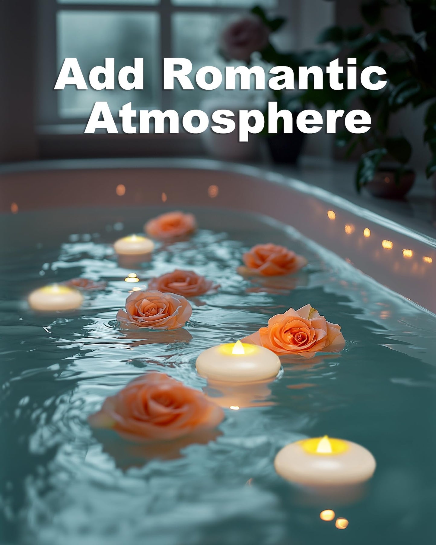 5plots Flameless Floating Candles 3 Inches White Waterproof Led Tealights for Wedding Vases Centerpieces Party Proposal Pool Decor Decoration 200 Hour (24 Pack)