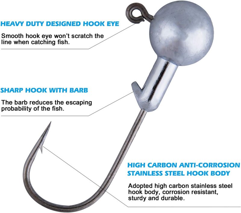 Goture Round Jig Head - Premium Jig Hooks for Freshwater & Saltwater Fishing | Ideal for Trout, Bass & Crappie