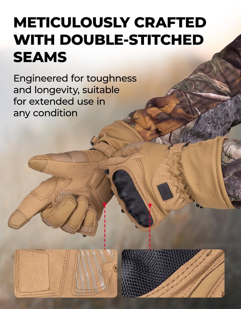 KEMIMOTO Winter Warm Motorcycle Gloves, Tactical Gloves for Men with Touchscreen Hard Shell & Palm Padding for Motorcycle Riding Tactical Airsoft Paintball Hiking Camping Climbing Brown L