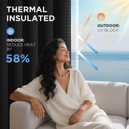 Joydeco Blackout Curtains for Bedroom,Black Out Curtains 84 Inch Long,Black Curtains with Grommets,Noise Reducing Energy Saving Wrinkle-Free Drapes for Living Room,Halloween Window Treatments 2 Panels