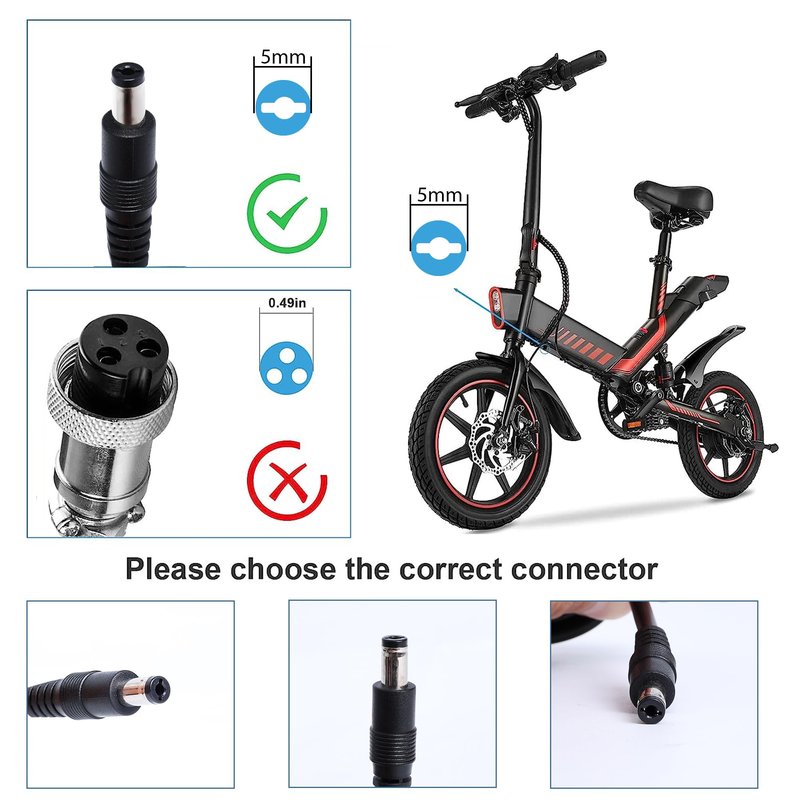 EVAPLUS 54.6V Smart Charger for 48V Lithium Batteries - UL Certified, Fast Charging with Multi-Safety Protection, Compatible with Electric Bikes/Scooters, DC 5.5 * 2.5/2.1mm Connector