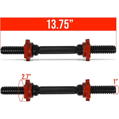 Yes4All Pair of Threaded Dumbbell Handles 14/16/18/24 inch, Chrome/Rubber Grip, Fit 1” Plates, Weight Bar Connector
