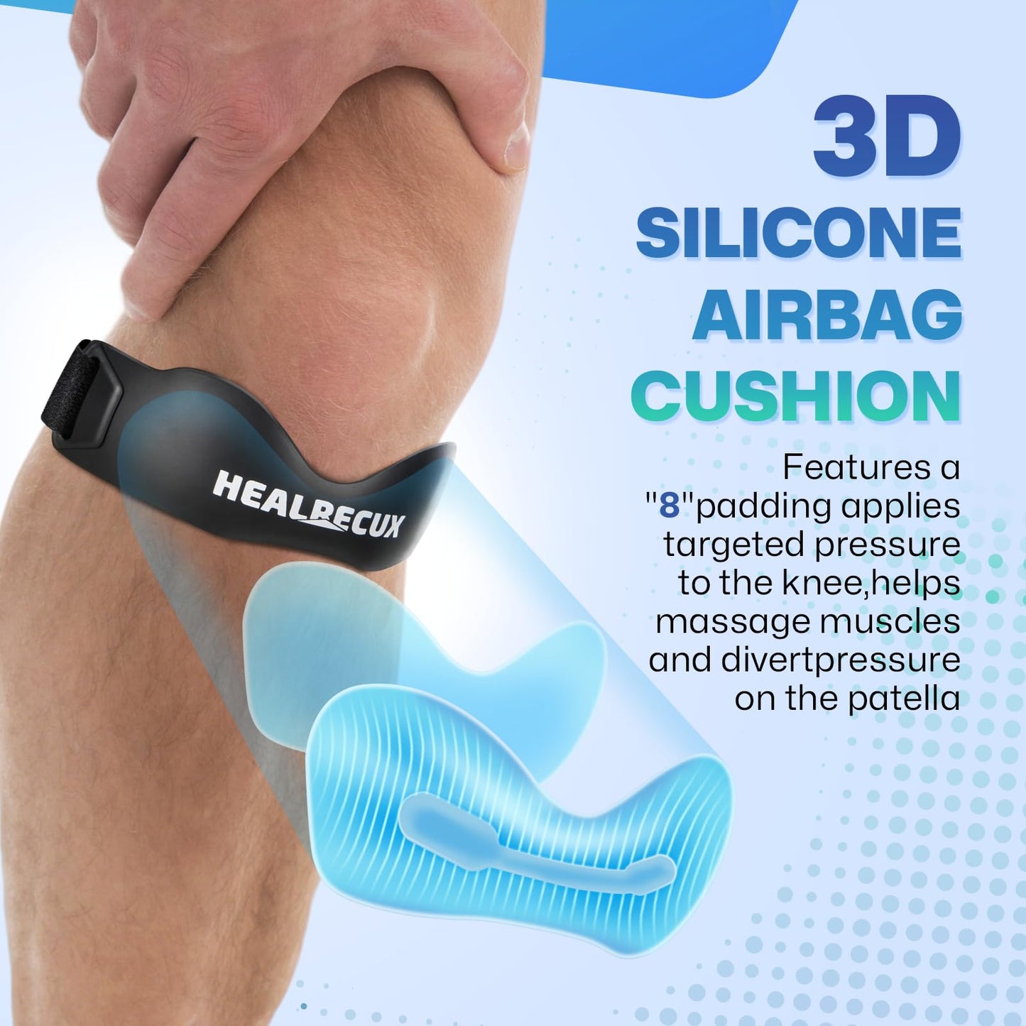 Healrecux Patella Band, Knee Strap Patella Tendon Support for Knee Pain & Tendonitis, Patella Stabilizer Knee Brace for Running, Basketball, Jumpers Knee, Tennis, Volleyball & Squats - Inky 1 Pack