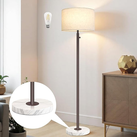 Floor Lamp for Living Room,Dimmable Floor Lamp,Modern Standing Lamp with Marble Base,Tall Standing Lamp for Bedroom, Reading,Office & Kids' Room,LED Bulb Included(Brown)