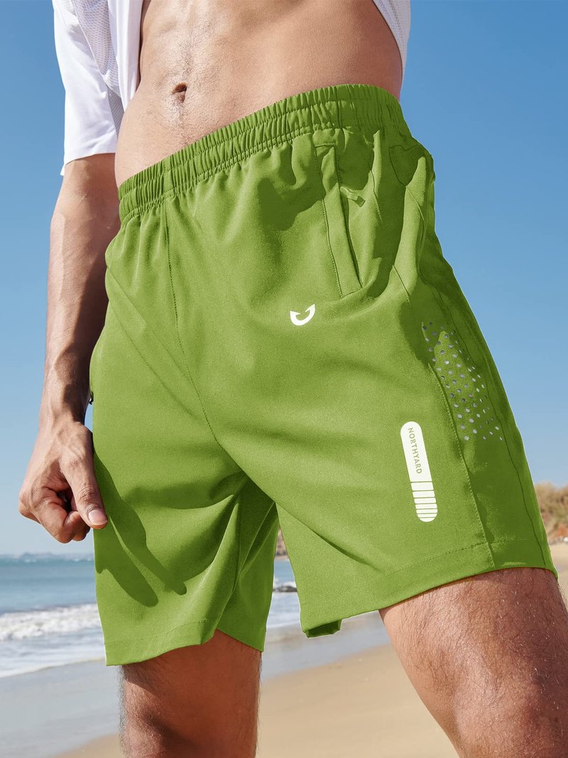 NORTHYARD Men's Athletic Running Shorts Quick Dry Workout Shorts 7"/ 5"/ 9" Lightweight Sports Gym Basketball Shorts Hiking Exercise Greenery M