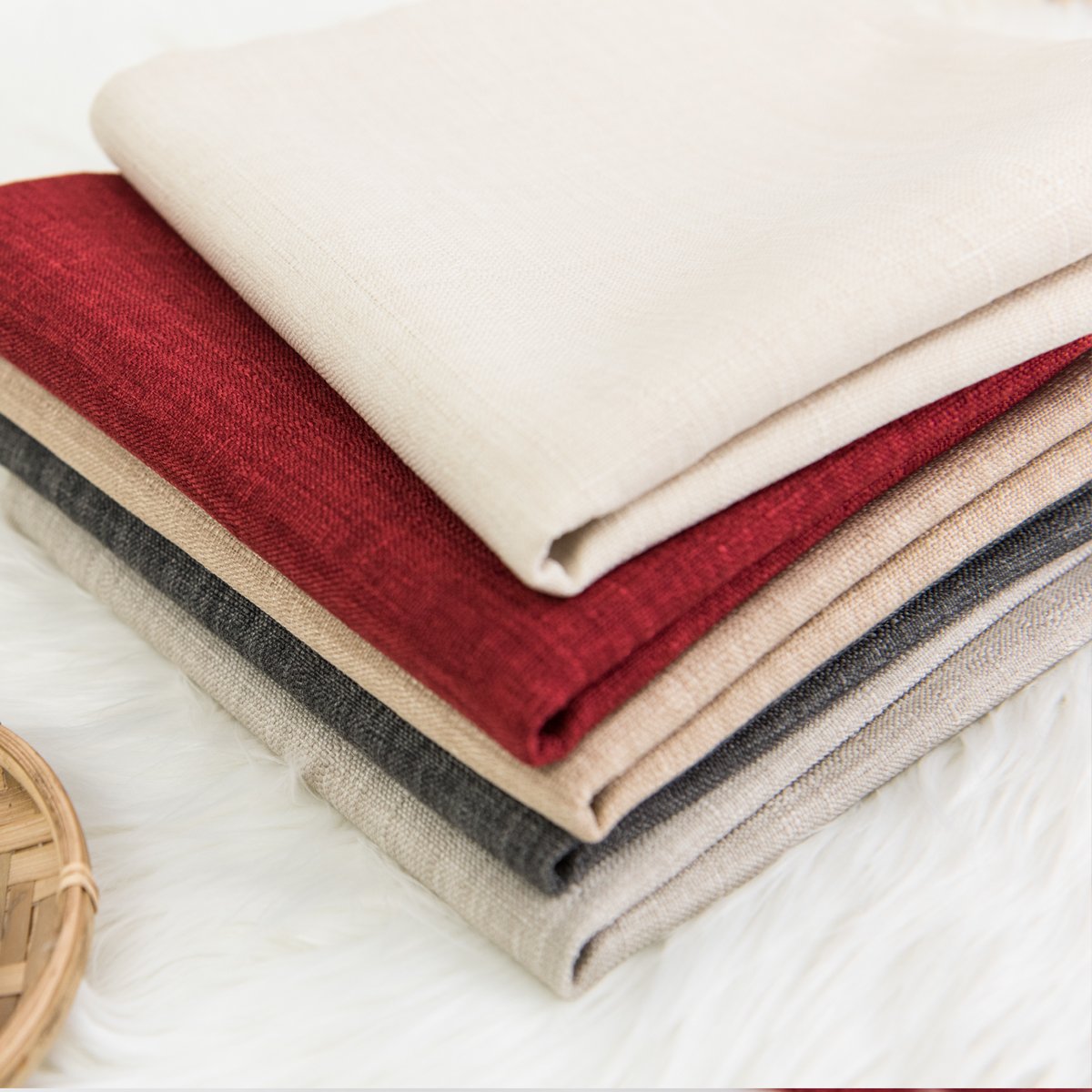 Jeanerlor Home Set of 2 Decoration 12＂x20＂Faux Linen with Bamboo Texture Euro Throw Pillow Sham Cushion Cover for Office/Chair Light Linen