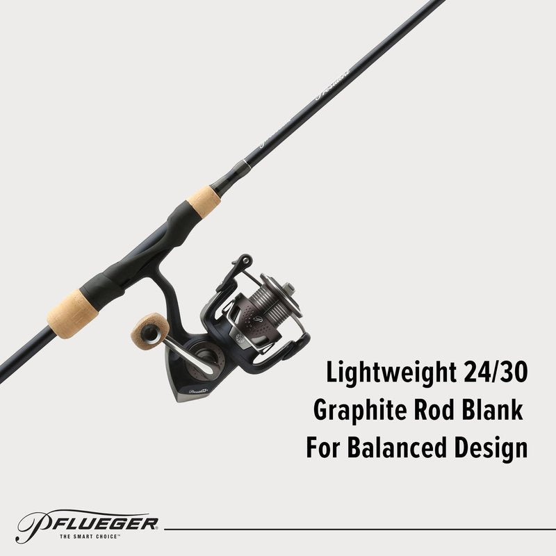 Pflueger President XT Spinning Reel and 6'6" Fishing Rod Combo, Medium Power, 2-Piece Graphite Rod, Size 30 Reel, Aluminum Spool