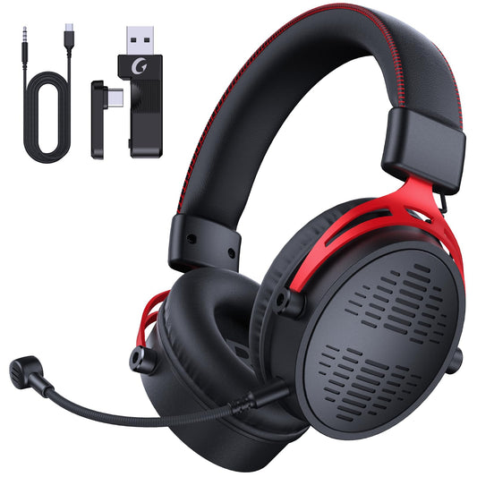 Gonbouyoku Wireless Gaming Headset, 2.4GHz Gaming Headset for PC, PS5, PS4, Switch, 60H Long Lasting Battery, Detachable Noise Cancelling Microphone, BlackReda