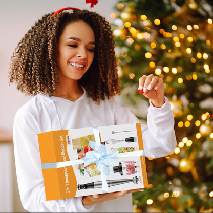 Immersion Blender Handheld Corded Hand Blenders Set 1100W, Trigger Variable Speed 5 in 1 Stick Emulsifier with Chopper, Whisk and Frother for Soup, Baby Food and Smoothies