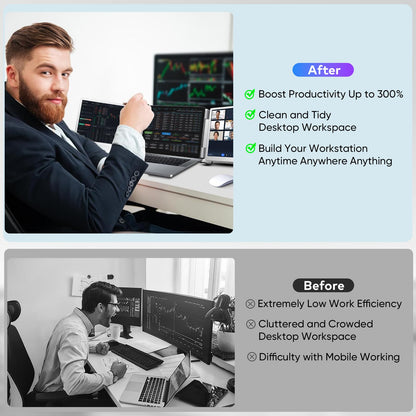 15.6" Laptop Screen Extender, FHD 1080P IPS Portable Monitor for Laptops 12~18.5 inch, Triple Screen Laptop Monitor Extender Display, Plug & Play with USB-C HDMI for Windows/MacBook/PS5/Switch/PS4