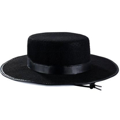 Tigerdoe Spanish - Gaucho Hat - Amish Hat - Black Flat Top Fedora Costume Hats