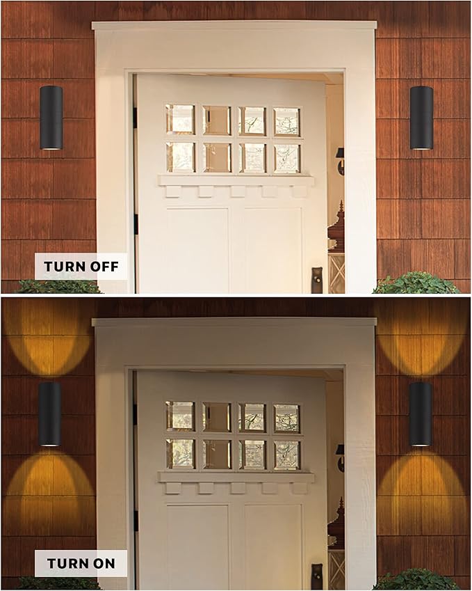 Ken & Ricky Outdoor Wall Sconce Lights, Black Exterior Lighting Fixtures, Outside Porch Lights Outdoor Wall Light Fixtures for House Garage Front Door Patio -2 Pack
