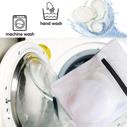 Pinowu Reusable Cotton Nursing Pads (10pcs)-Washable Breastfeeding Pads Highly Absorbent with Laundry Bag (Diameter: 12 cm)