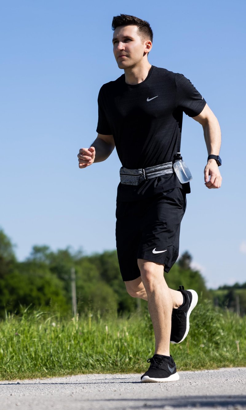 Fitgriff® Running Belt for Men & Women - Secure Jogging Pouch for Phone, Keys & Essentials - For All Cell Phones (Grey 2, 33.5" - 47.5" Waist Size)