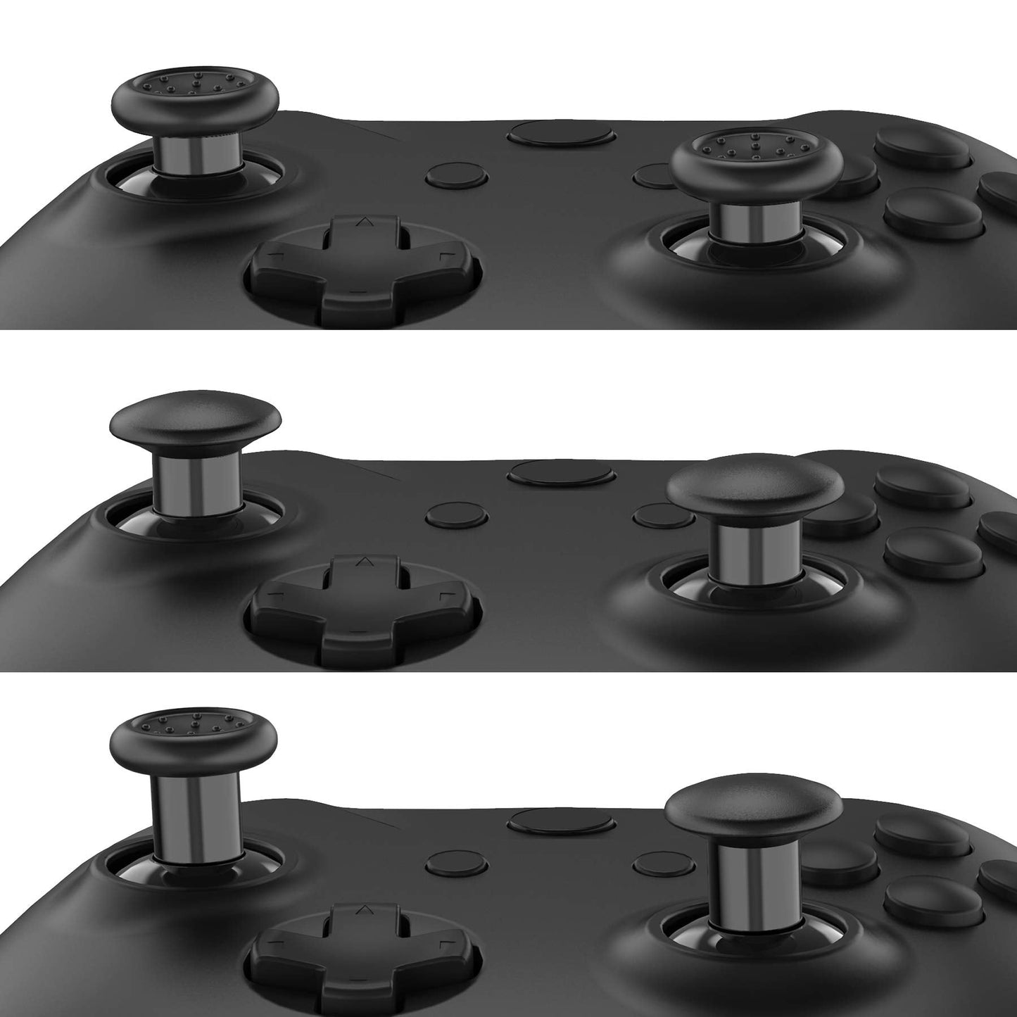 eXtremeRate ThumbsGear Interchangeable Thumbstick for Xbox Controller - Improve Comfort - Black 3 Height Domed & Concave Grips Ergonomic Adjustable Joystick for Xbox Seires X/S, for Xbox One S/X/Elite