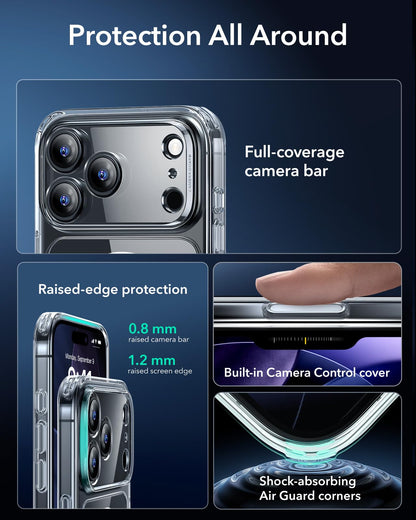 ESR for iPhone 17 Pro Max Case, Camera Control, Compatible with MagSafe, Shockproof Military-Grade Protection, Magnetic Phone Case for iPhone 17 Pro Max, Classic Hybrid Case (HaloLock), Clear