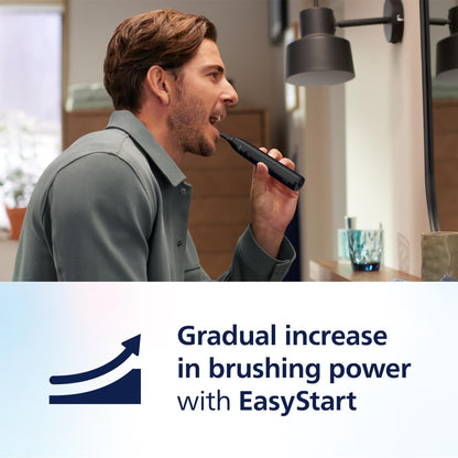 Philips Sonicare 5300 Electric Toothbrush, Sonic Toothbrush with 2 Intensity Levels, Pressure Alert, EasyStart, SmarTimer and BrushPacer, Black, Model HX7101/01 [New Technology]