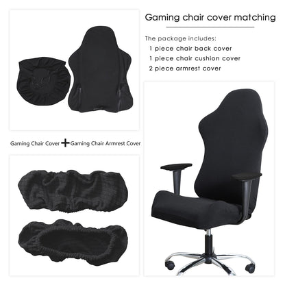 FORCHEER Gaming Chair Cover Set Black for Adults Video Game Chair Water Repellent Jacquard Racing Computer Chair Slipcover with 2 Pieces Armrest Covers