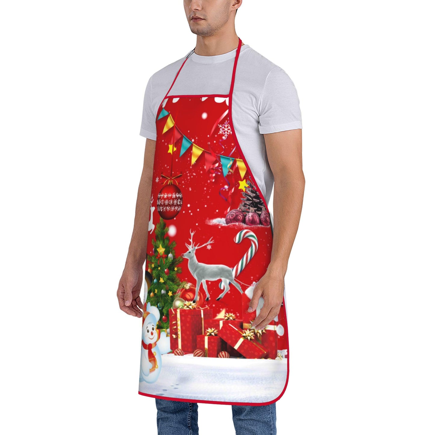 Dumoldpa 2Pcs Christmas Tree Snowman Aprons Waterdrop Resistant Kitchen Cooking Aprons for Women Men Chef Wedding Cool Bridal Engagement Christmas Gifts for Couple
