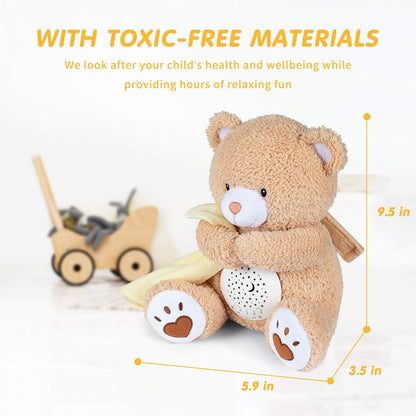 BEREST Baby Sleep Soother Bear, Mom's Heartbeat & Lullabies White Noise Machine, Nursery Decor Night Light Projector, Toddler Crib Sleeping Aid, Newborns Shower Gifts Portable Teddy