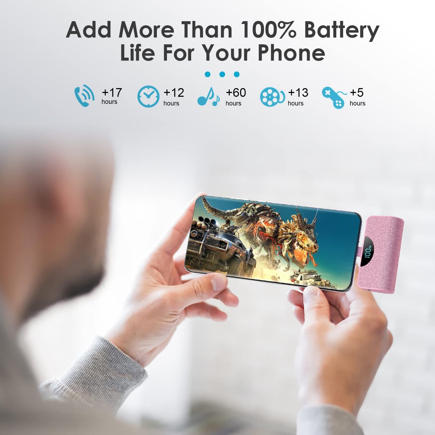 Mini Portable Charger USB-C Power Bank 5200mAh,Ultra Compact LCD Display Battery Pack Backup Charger Compatible with iPhone 17/17 Air/17 Pro/17 Pro Max/16/16 Plus/16 Pro Max/15 Series,Samsung-Green