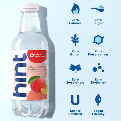 Hint Fruit-Infused Bottled Water, Georgia Peach - Sugar Free Flavored Water with Zero Calories, Naturally Flavored, and No Artificial Sweeteners - 16 Fl Oz (Pack of 12)