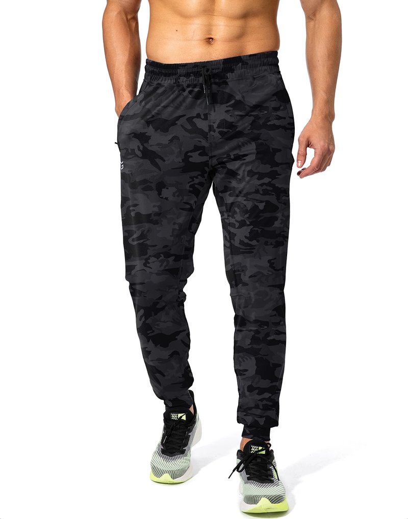 G Gradual Men's Sweatpants with Zipper Pockets Athletic Pants Traning Track Pants Joggers for Men Soccer, Running, Workout(Grey Camo,S)
