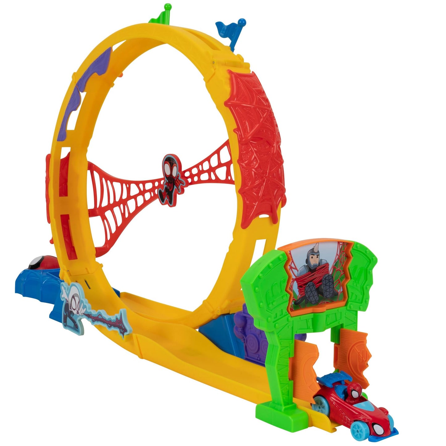 Marvel Spidey and His Amazing Friends Amazing Metals Super Loop Track Set - 28-Inch Race Track with Launcher, 360 Degree Super Loop, and Exclusive Amazing Metals Vehicle