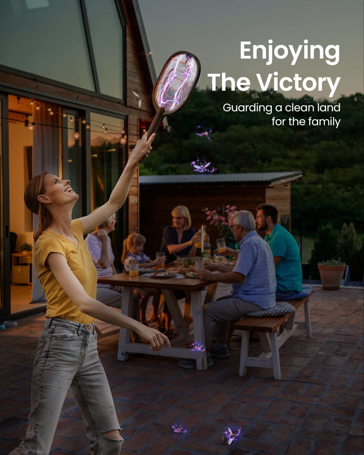 GAIATOP Electric Fly Swatter, 3800V Battery Powered Handheld Fly Zapper, 3-Layer Protection Grid Bug Zapper Racket for Home Bedroom Kitchen Office Backyard Patio Indoor Outdoor.