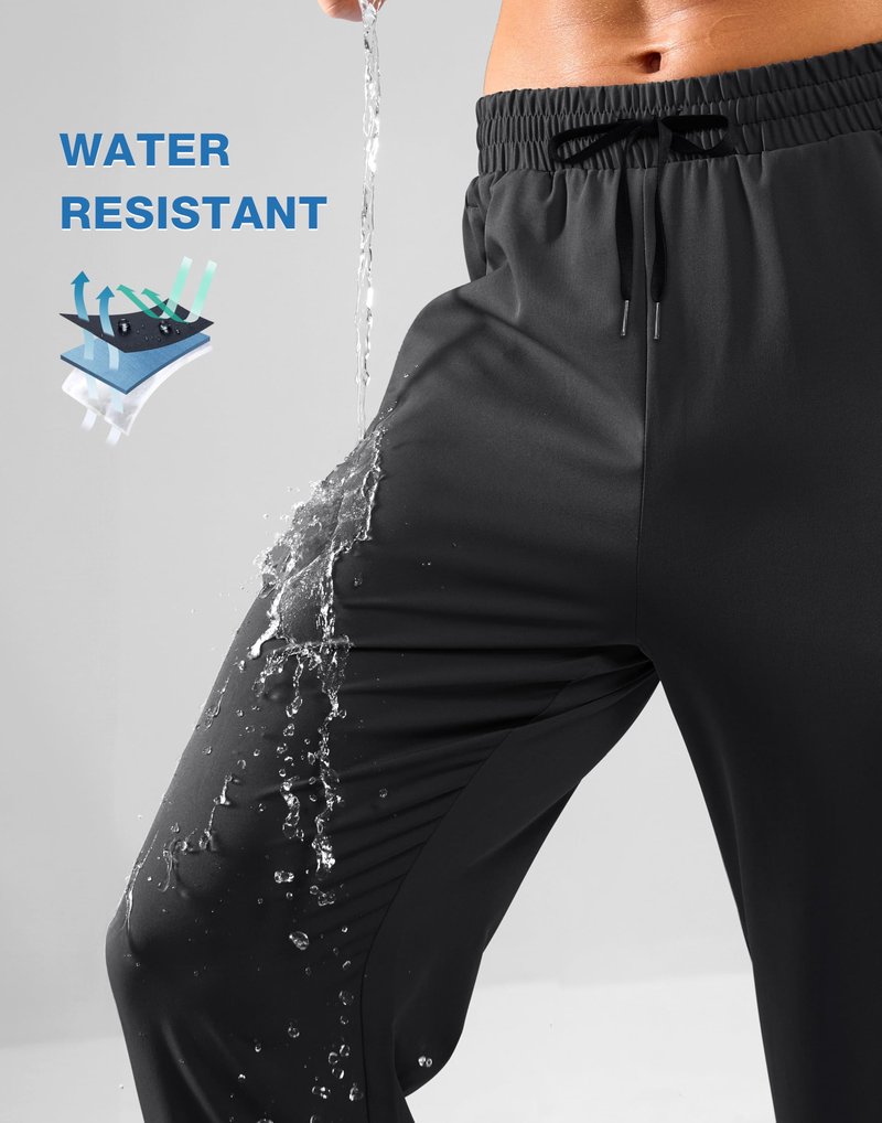 Pudolla Mens Lightweight Hiking Pants Water Resistant Quick-Dry Breathable Cargo Pants for Men with Zipper Pockets(Black L)