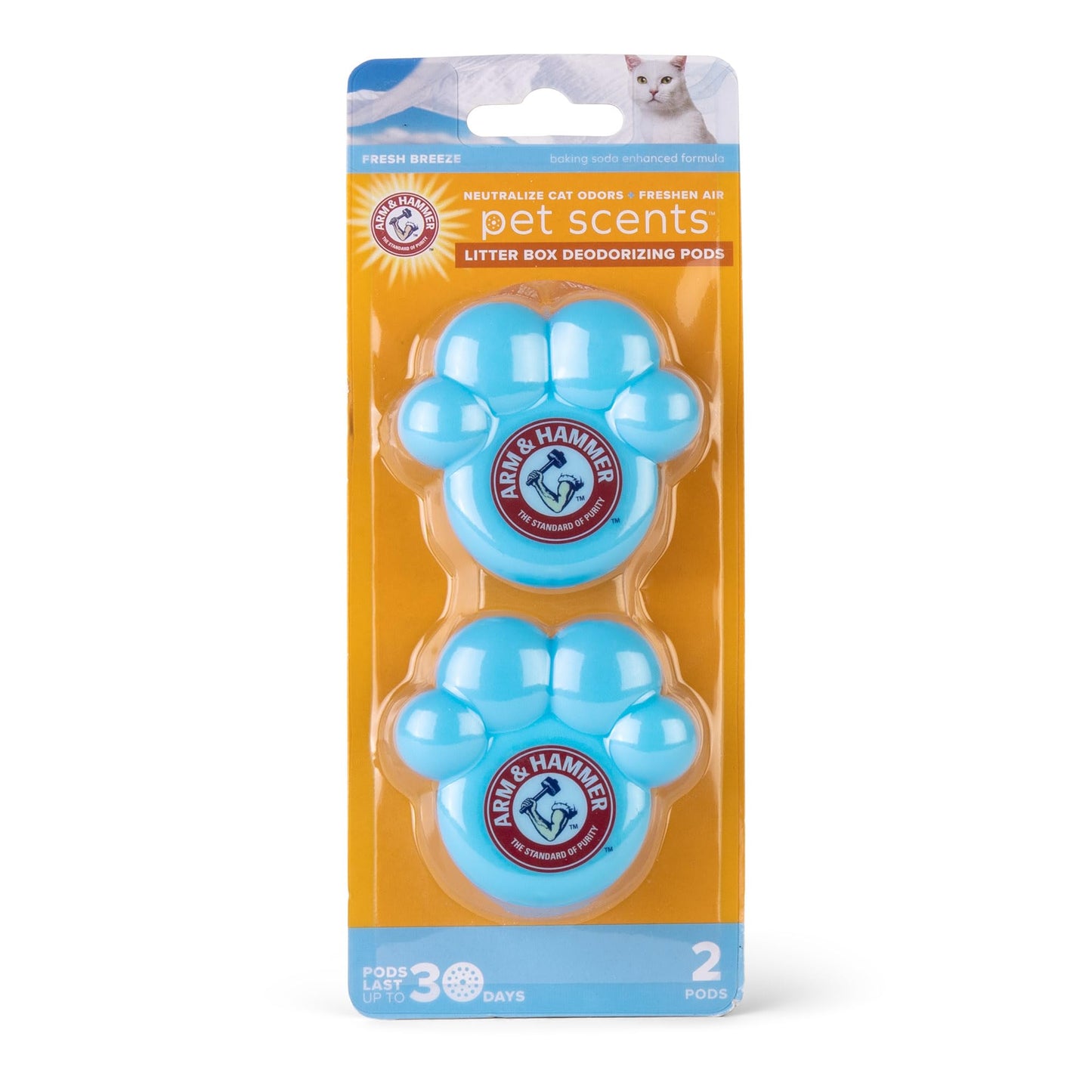 Arm & Hammer Pets Cat Litter Box Deodorizing Pods 2 pods, Fresh Breeze Scent | 2 Cat Litter Box Deodorizer from Arm and Hammer | Combats Cat Odors | 2 Adhesive Devices