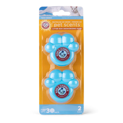 Arm & Hammer Pets Cat Litter Box Deodorizing Pods 2 pods, Fresh Breeze Scent | 2 Cat Litter Box Deodorizer from Arm and Hammer | Combats Cat Odors | 2 Adhesive Devices