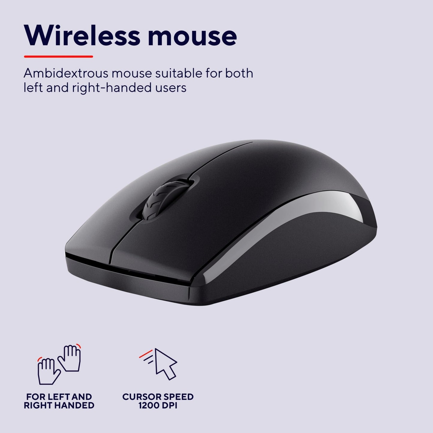Trust Primo Wireless Keyboard and Mouse Set QWERTY UK Layout, Low Profile Keys, Spill-Resistant, One USB Receiver, Ambidextrous Wireless Mouse, Home Office Combo for PC Laptop Mac - Black