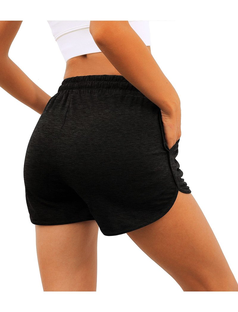 Aloodor Womens Shorts for Summer Athletic Shorts with Pockets Runing Training Black L
