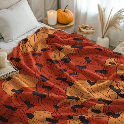 Horaldaily Fall Flannel Blanket Throw, Orange Pumpkin Cat Soft Fuzzy Plush Cozy Fleece Blankets for Couch Sofa Bed Lounging, Ideal Gifts for Kids Adults Wife Self, 50x60