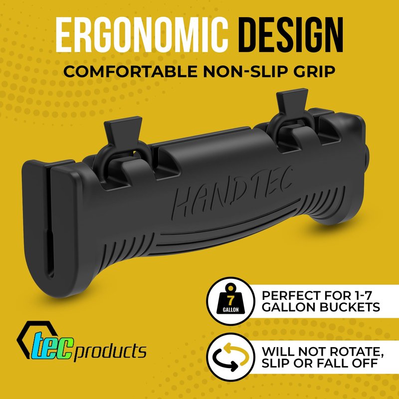 TEC Products HANDTEC Bucket Handle Grip - Ergonomic Rubber Handle Replacement for Construction, Farming, Gardening & DIY Projects - Non-Slip & Durable - Made in USA - Pack of 1 (4.75 x 1.5 Inches)