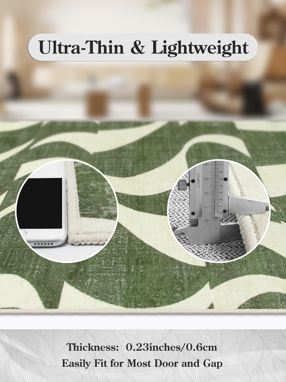 Lahome Abstract 5x7 Rug,Low-Pile Soft Green Rugs for Living Room,Retro Swirl Indoor Floor Carpet Washable for Dining Room Office Bedroom Entryway Non-Slip (5x7ft,Sage Green)