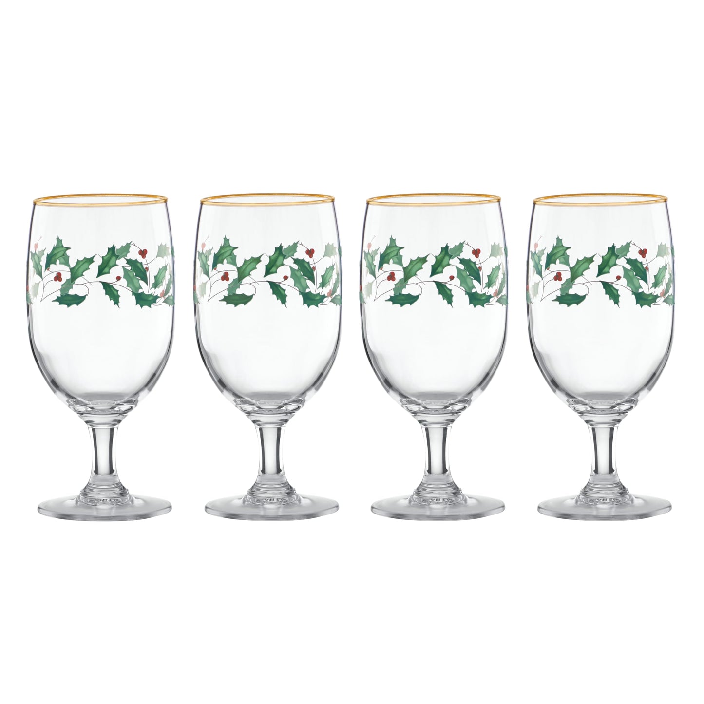 Lenox 849606 Holiday 4-Piece Iced Beverage Glass Set, Christmas Dinnerware, Hosting