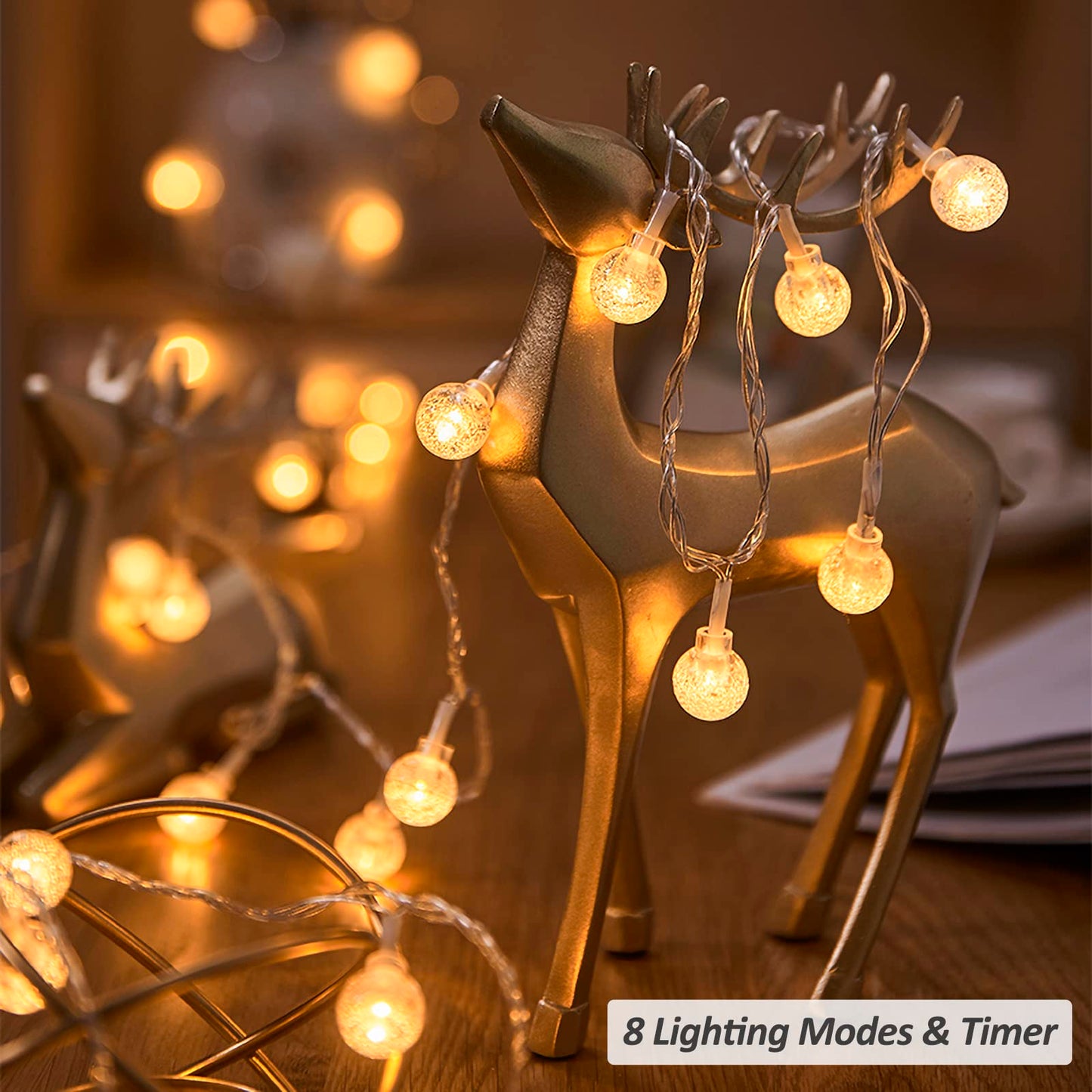 Zorela Globe Fairy Lights, 15M/49ft 100 LED Globe String Lights with Remote - USB or Battery Powered - 8 Modes - Outdoor Indoor String Fairy Lights for Christmas, Balcony, Gazebo, Garden, Camping