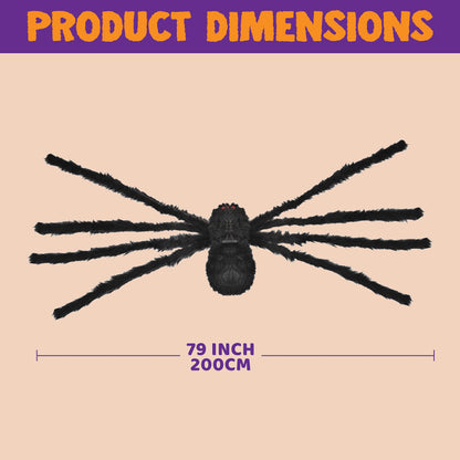 JOYIN 6.5ft Halloween Spider Outdoor Decorations, Light-up LED Eyes Scary Giant Fake Large Hairy Spider Props for Halloween Yard Lawn Decoration, Indoor Party Supplies and Outside Decor, Black
